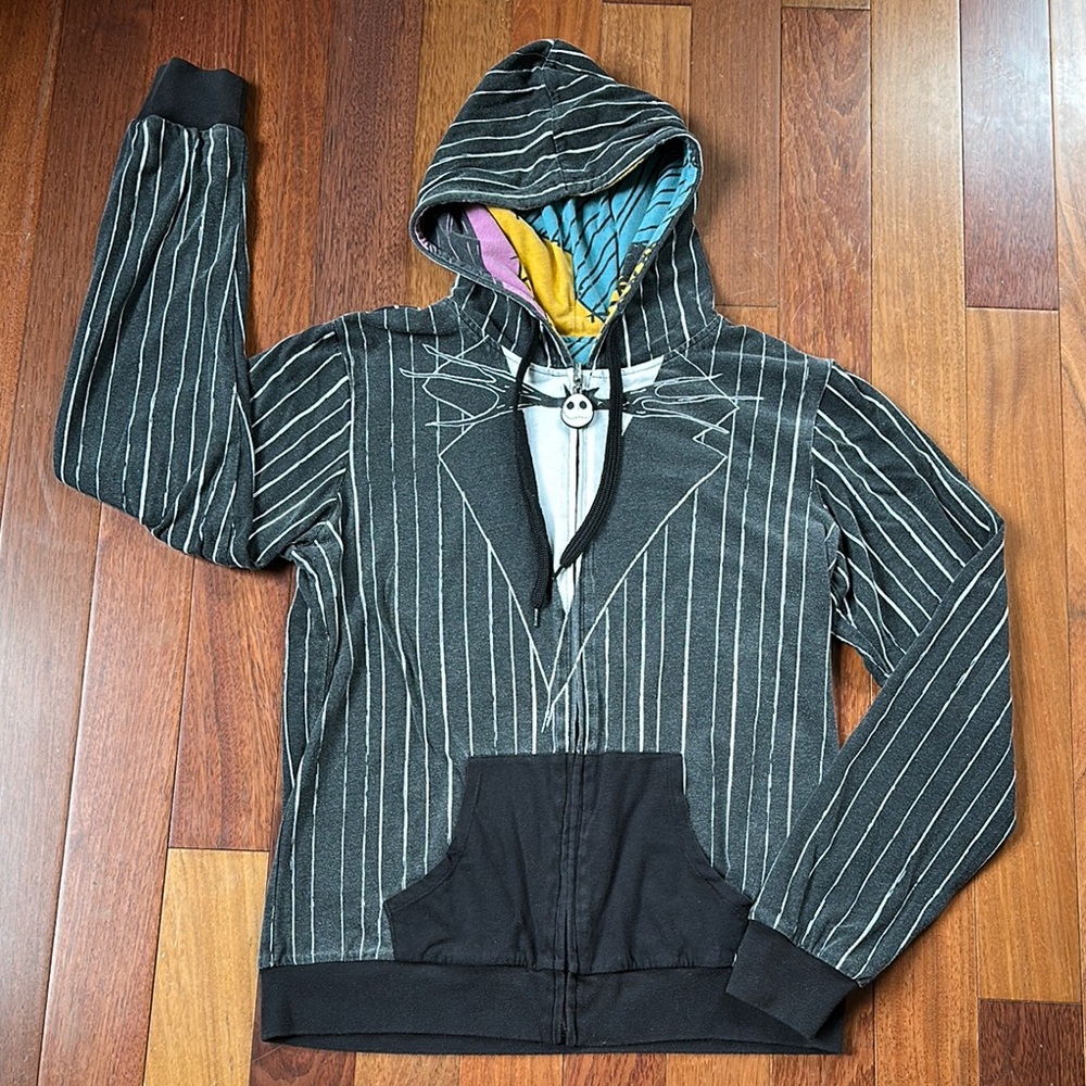 Jack Skellington Sally The RagDoll Black Tuxedo Hoodie with Colorful Lining